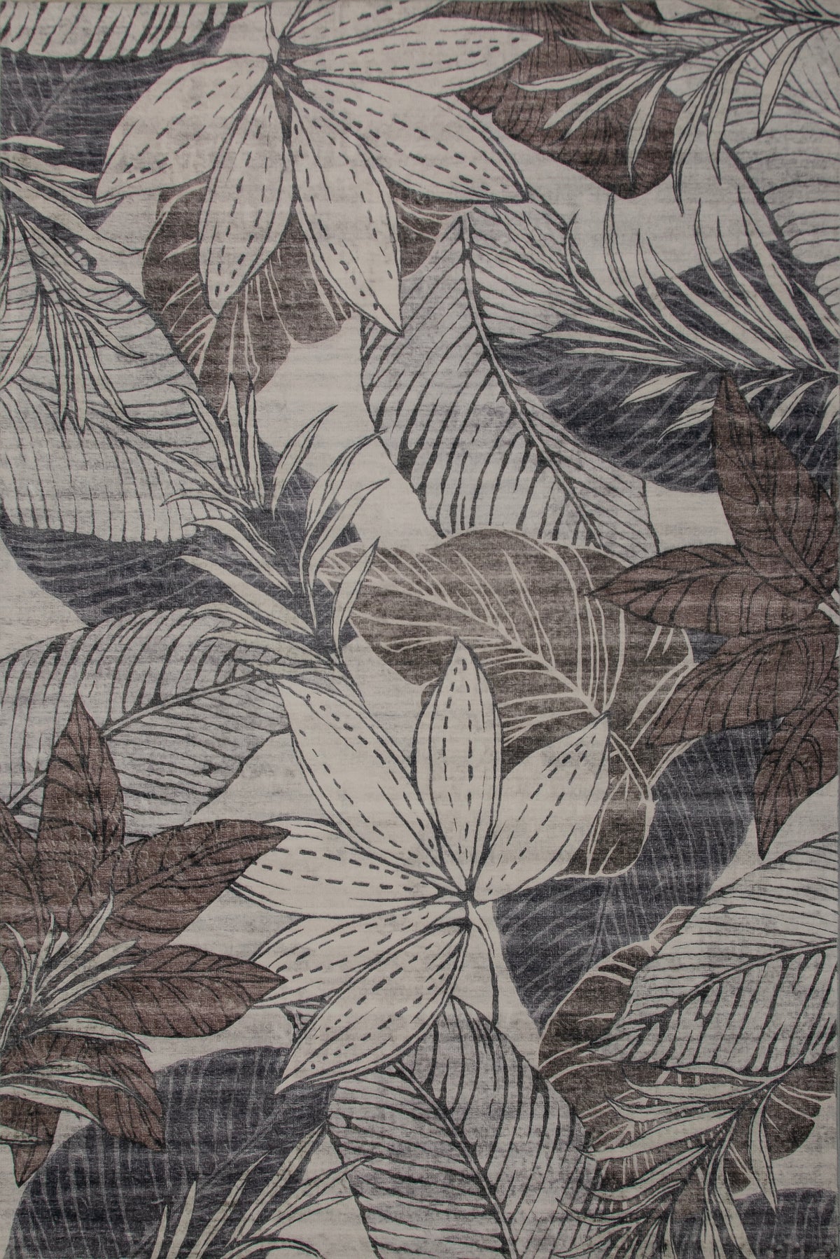 Natura Botanical Leaf Contemporary Brown and Grey Indoor Rug