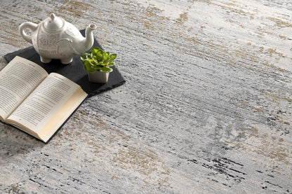 Lumen Distressed Abstract Comtemporary Grey and Beige Indoor Rug