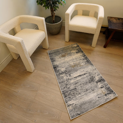 Lumen Distressed Abstract Comtemporary Grey and Beige Indoor Rug