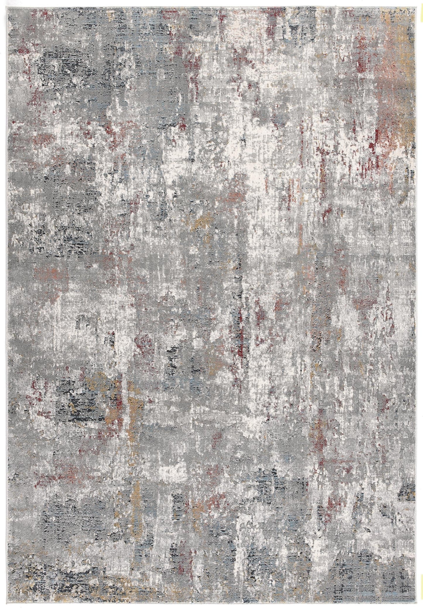 Aeris Distressed Abstract Comtemporary Grey and Red Indoor Rug