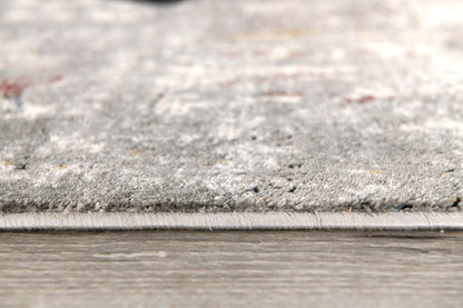 Aeris Distressed Abstract Comtemporary Grey and Red Indoor Rug