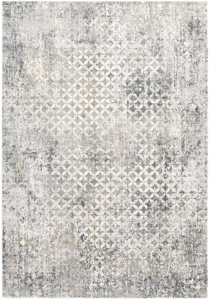 Aurelia Distressed Geometric Comtemporary Grey and Red Indoor Rug