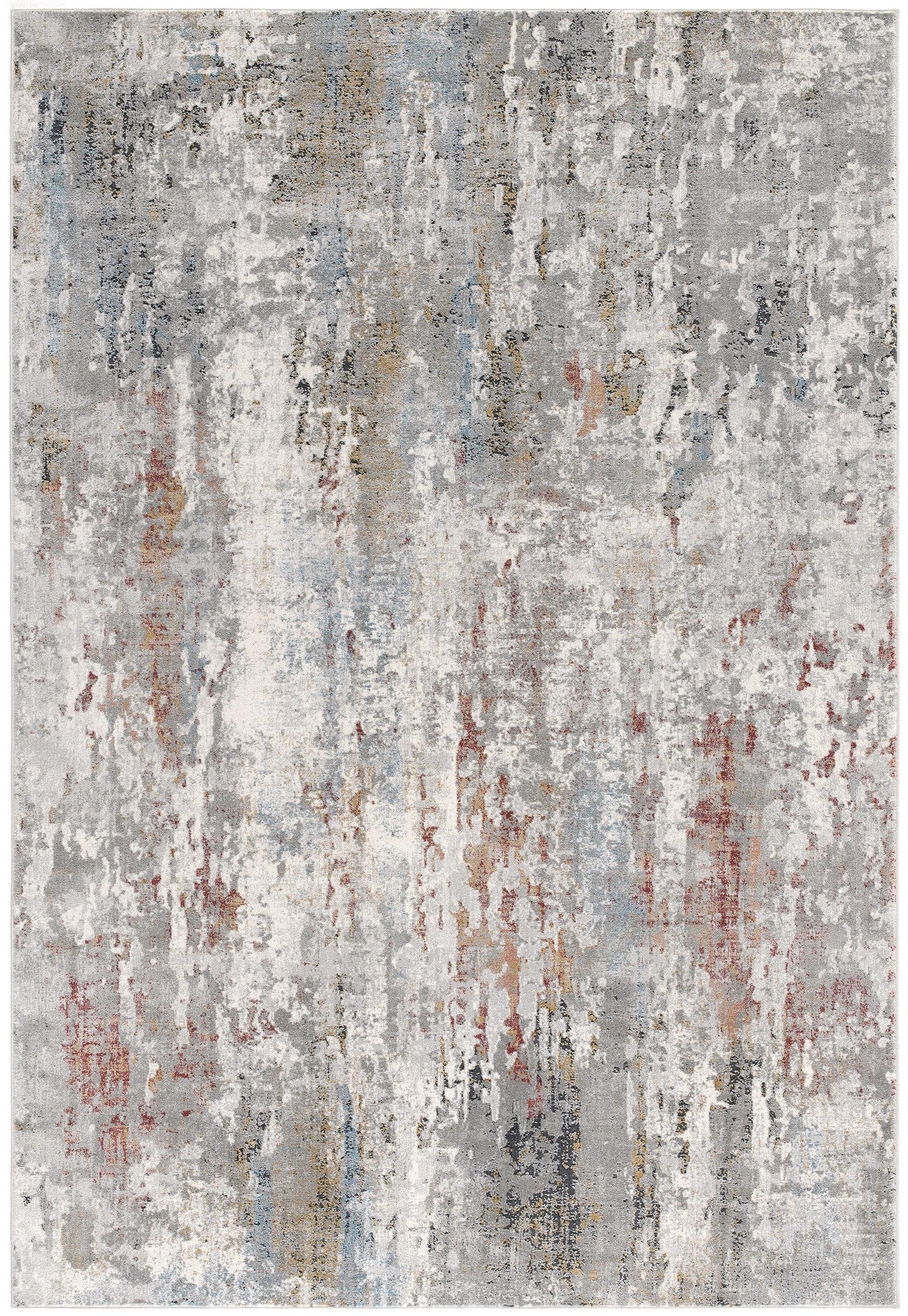 Tessera Distressed Abstract Comtemporary Grey and Red Indoor Rug