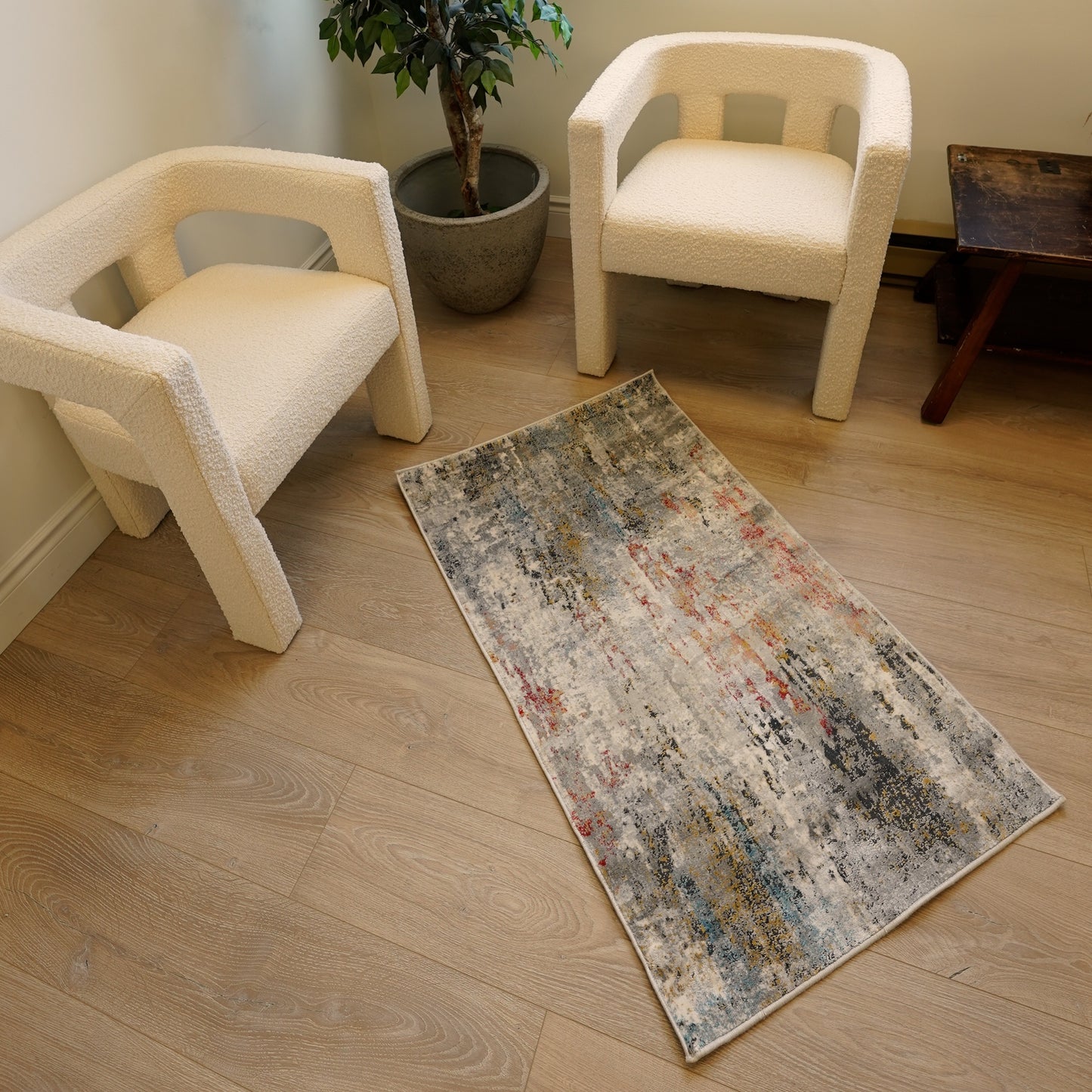 Tessera Distressed Abstract Comtemporary Grey and Red Indoor Rug