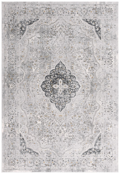 Caldera Distressed Medallion Comtemporary Grey and Beige Indoor Rug