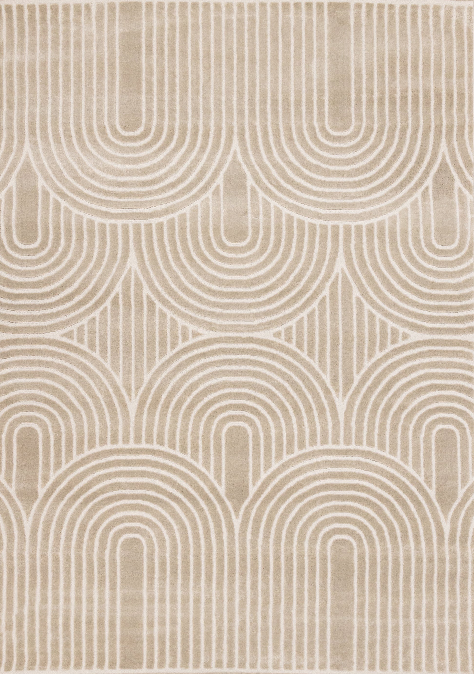Contemporary Geometric Beige Area Rug-1