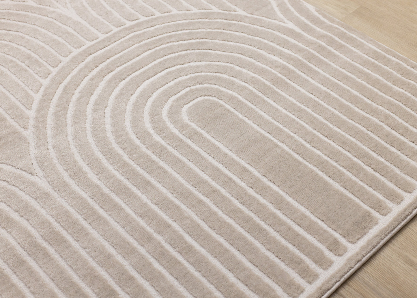 Contemporary Geometric Beige Area Rug-3
