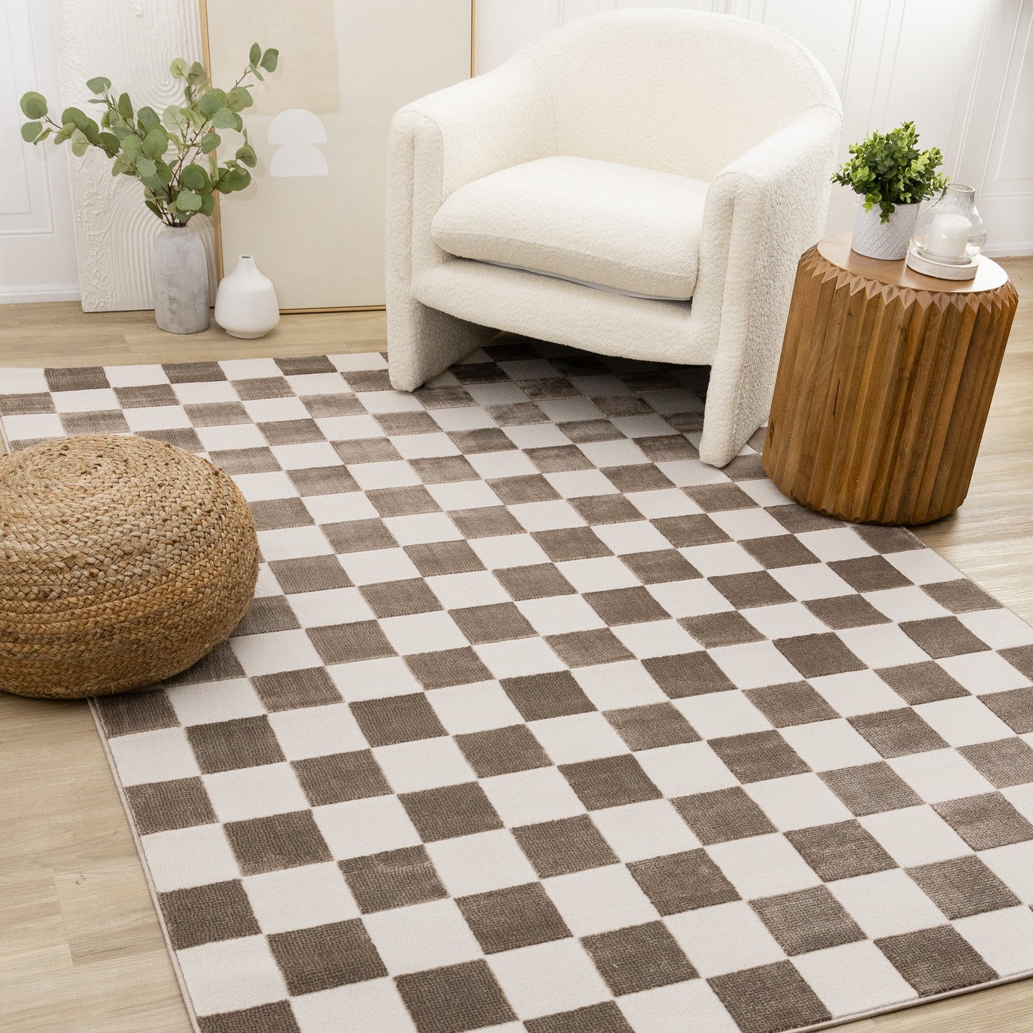 Contemporary Geometric Brown Area Rug
