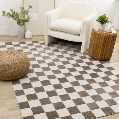 Contemporary Geometric Brown Area Rug