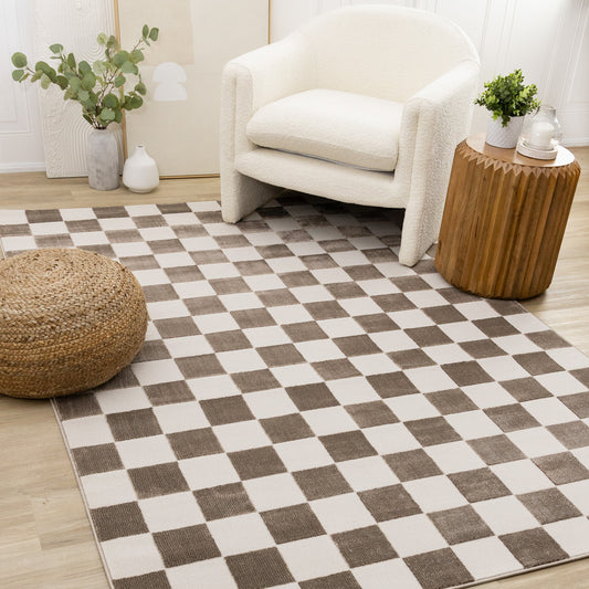 Contemporary Geometric Brown Area Rug