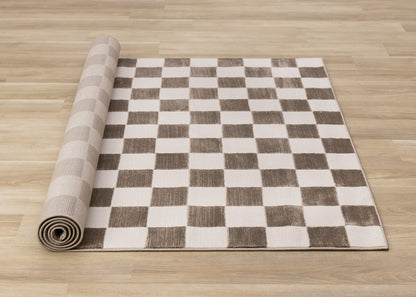 Contemporary Geometric Brown Area Rug