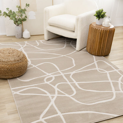 Art Organic Tonal Solid Cream Area Rug-2