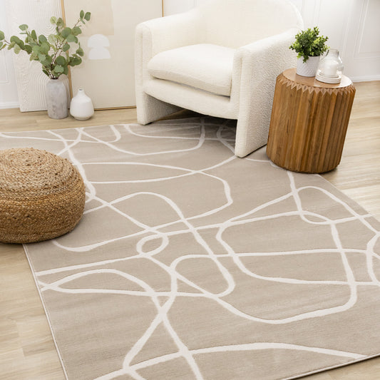 Art Organic Tonal Solid Cream Area Rug