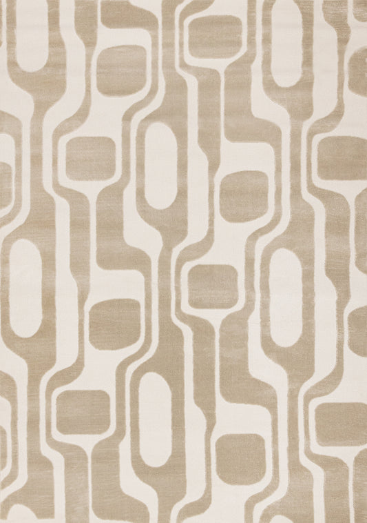 Mid-Century Geometric Cream Area Rug
