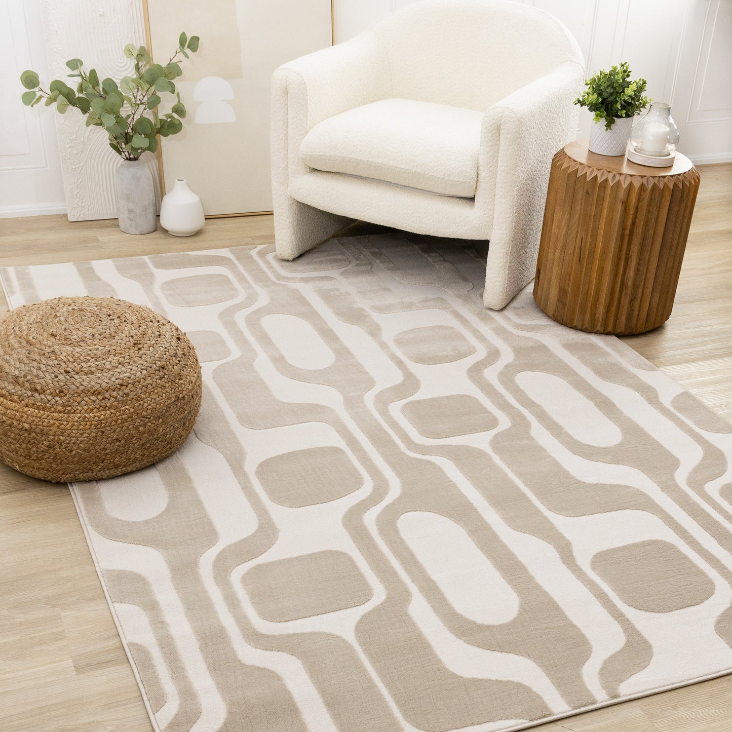 Mid-Century Geometric Cream Area Rug-2
