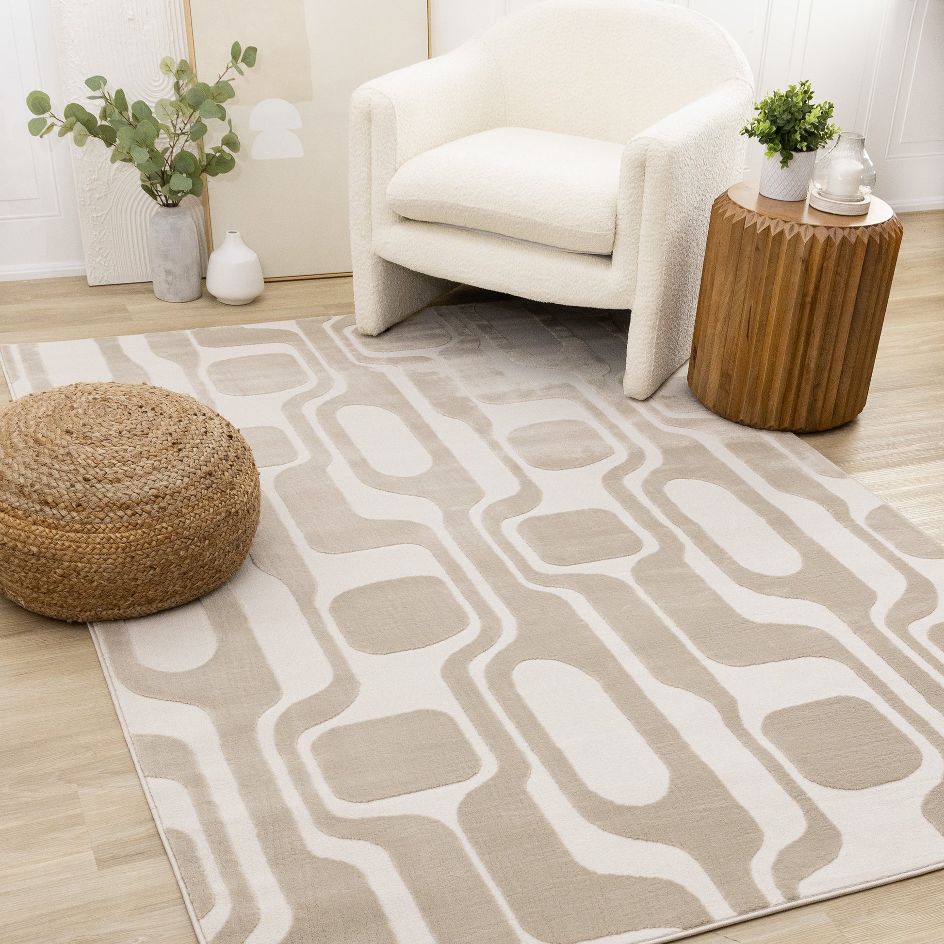 Mid-Century Geometric Cream Area Rug-2