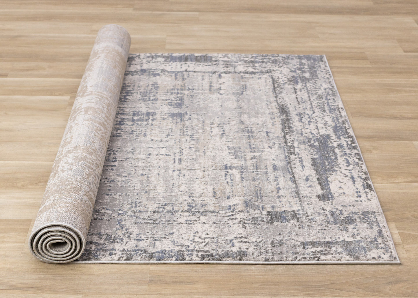 Contemporary Border Organic Grey Area Rug