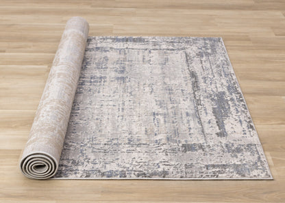 Contemporary Border Organic Grey Area Rug