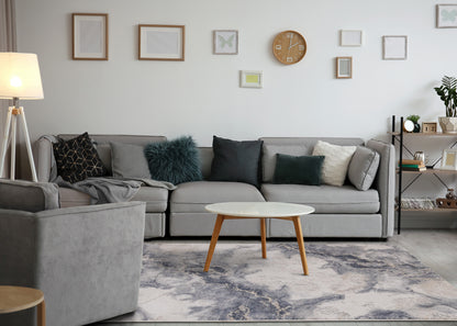 Contemporary Organic Blue Area Rug