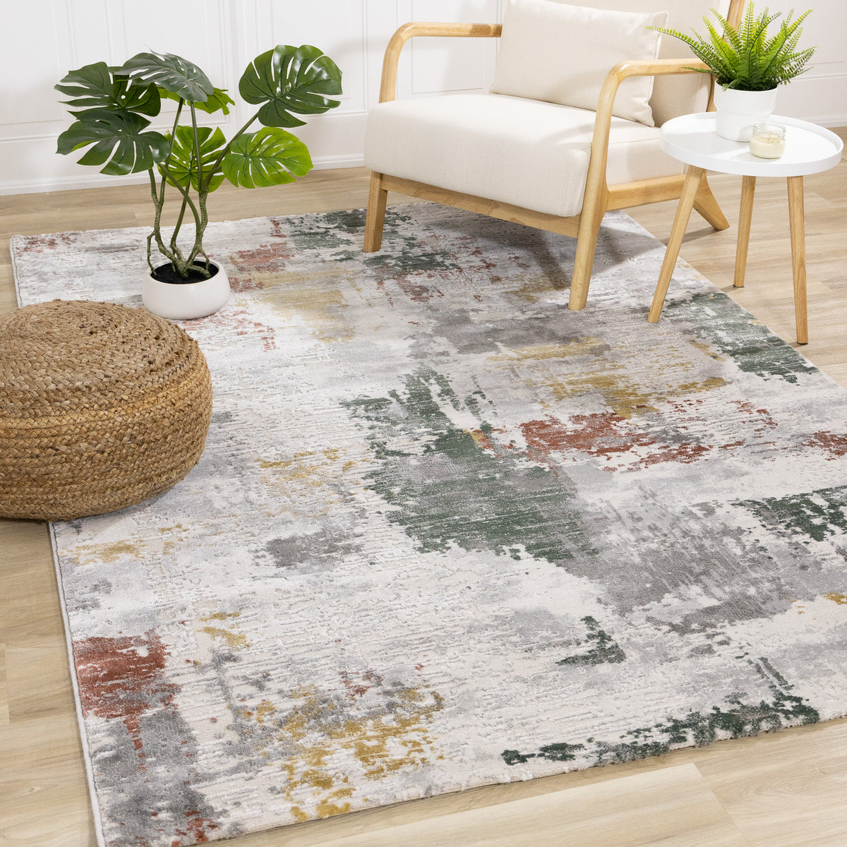 Tapis contemporain organique gris