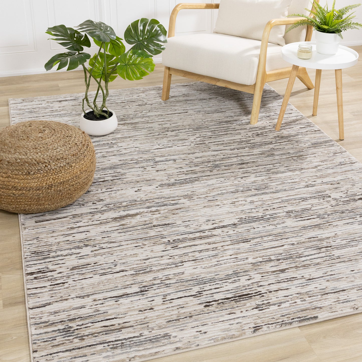 Contemporary Stripes Cream Area Rug
