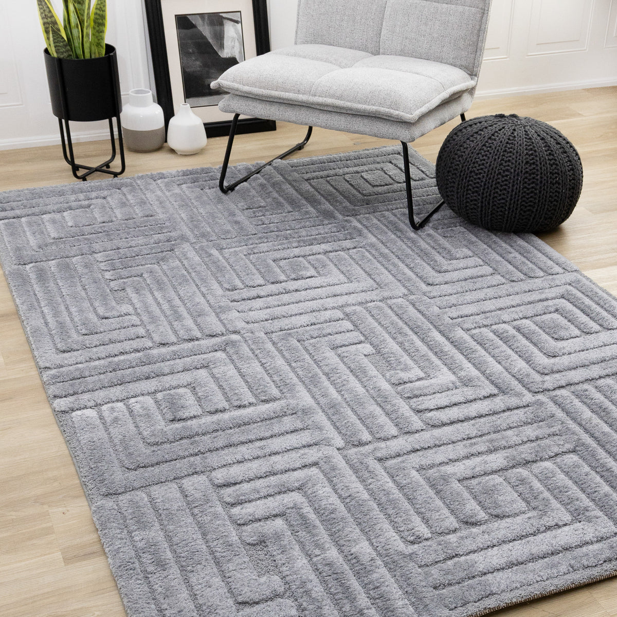 Tapis géométrique moderne bleu