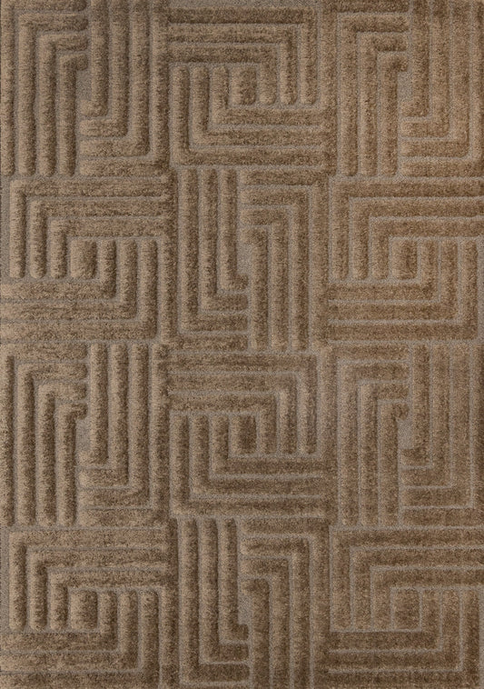 Modern Geometric Brown Area Rug
