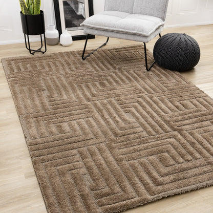Modern Geometric Brown Area Rug-2