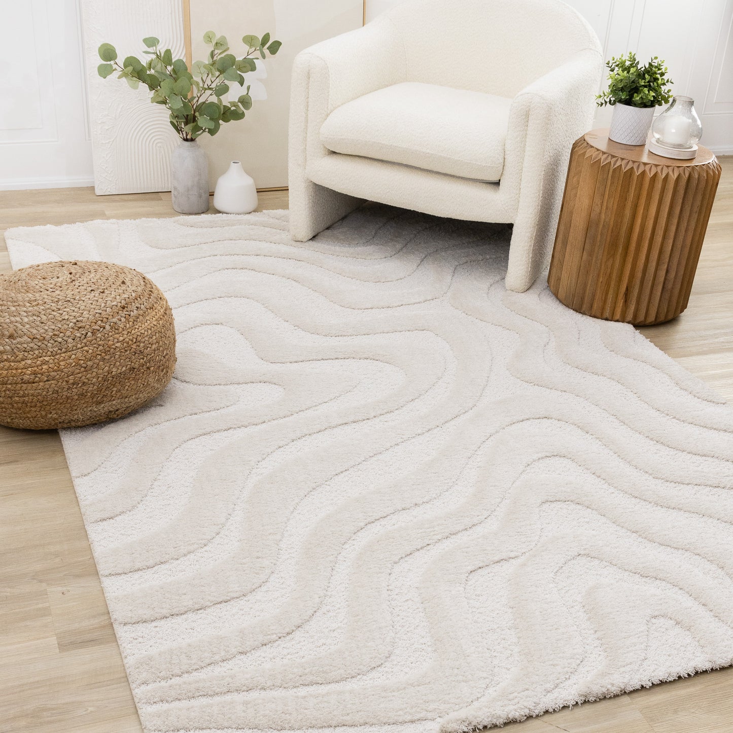 Modern Organic White Area Rug-2