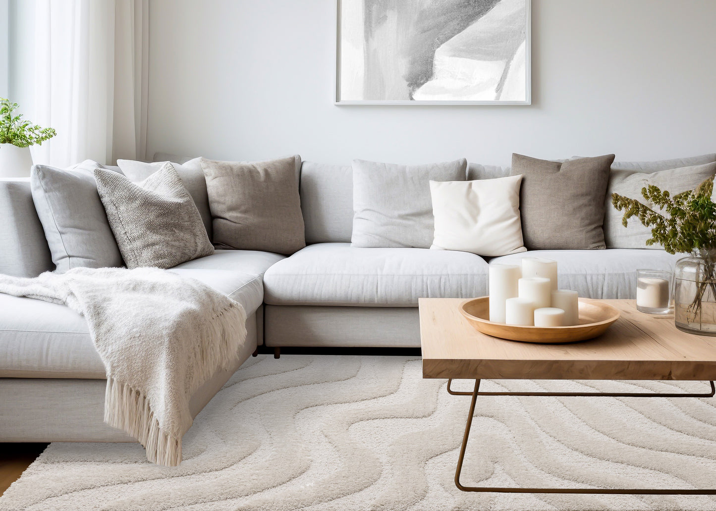 Modern Organic White Area Rug-4