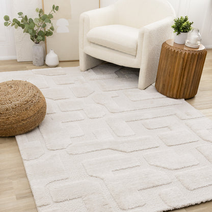 Modern Geometric White Area Rug-2