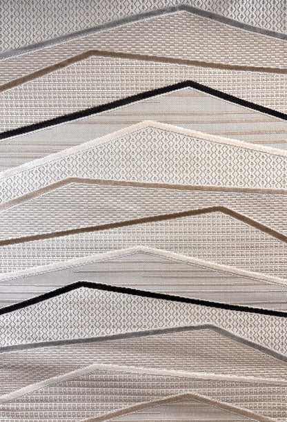 Elysia Chevron Comtemporary Beige and Grey Indoor Rug