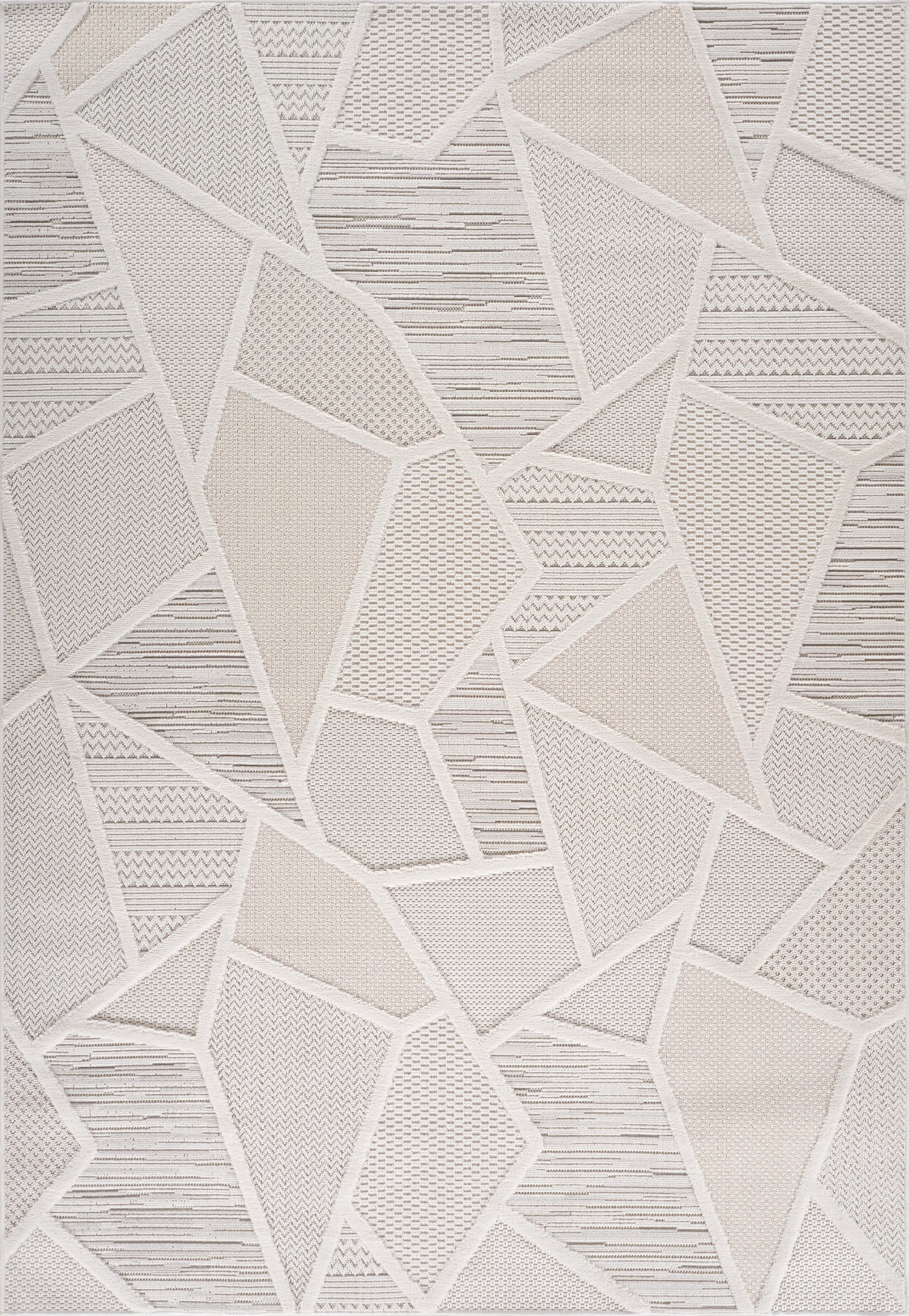 Novara Geometric Comtemporary Cream and Beige Indoor Rug-3