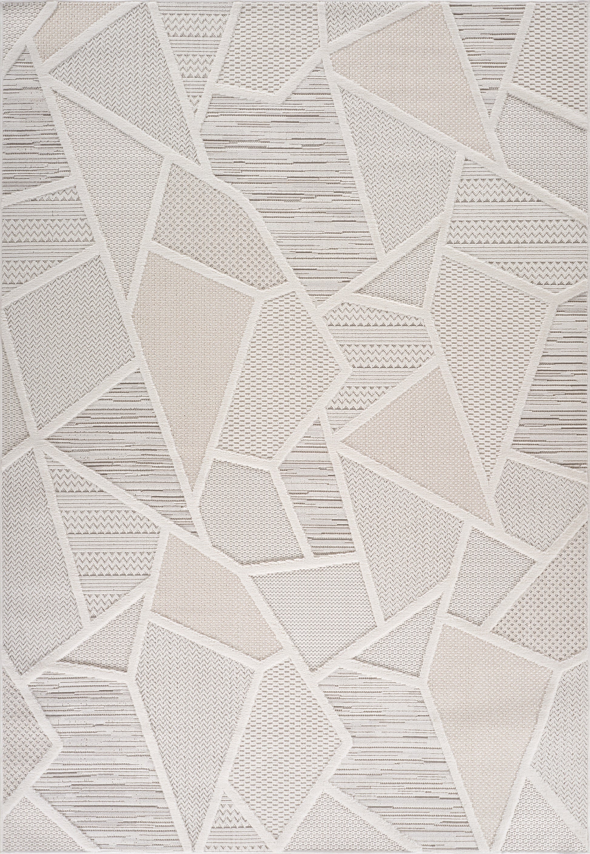 Novara Geometric Comtemporary Cream and Beige Indoor Rug-3