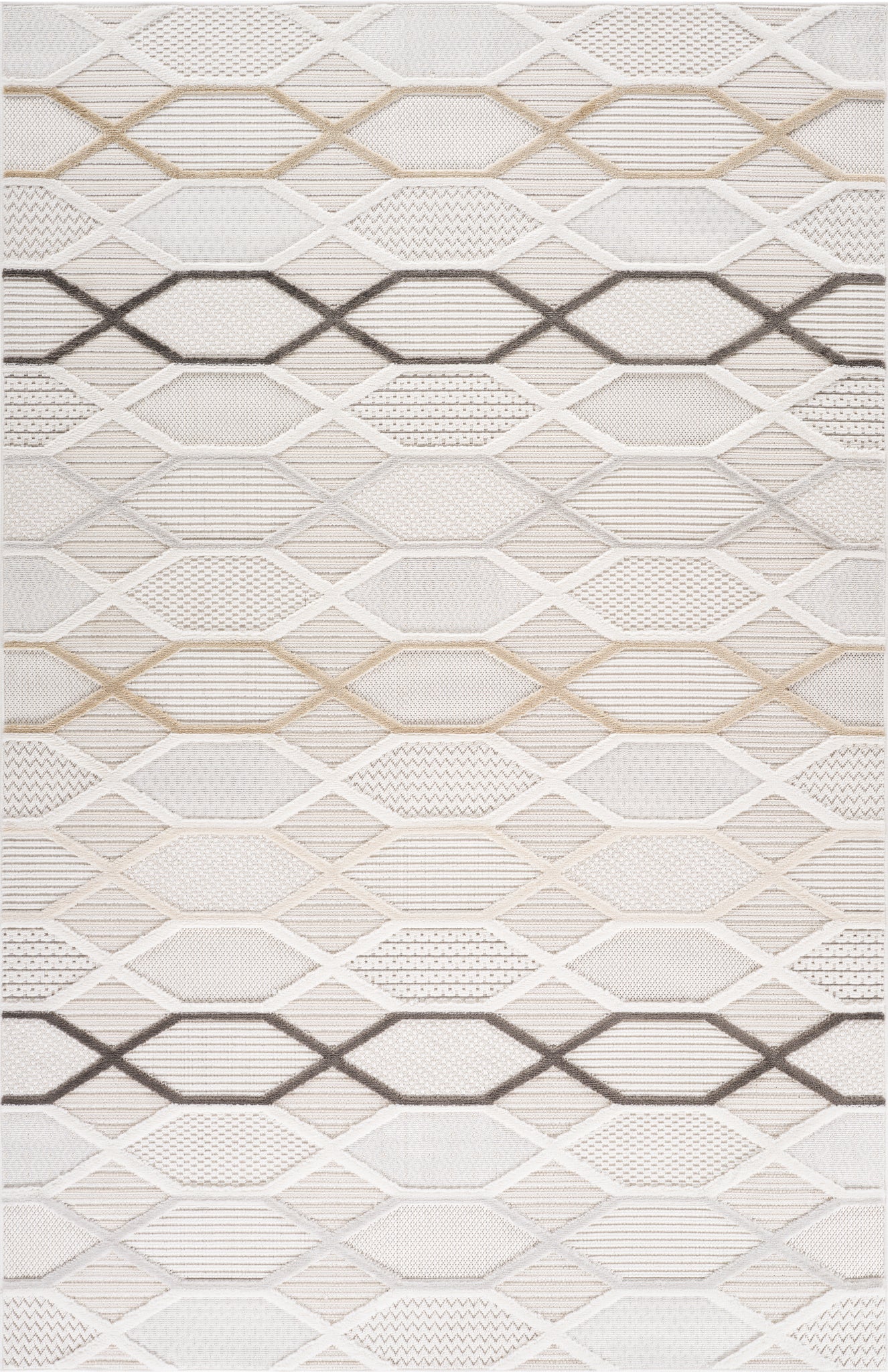 Solin Geometric Contemporary Cream and Beige Indoor Rug