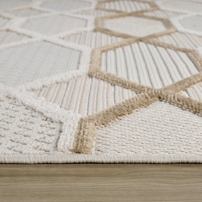 Solin Geometric Contemporary Cream and Beige Indoor Rug