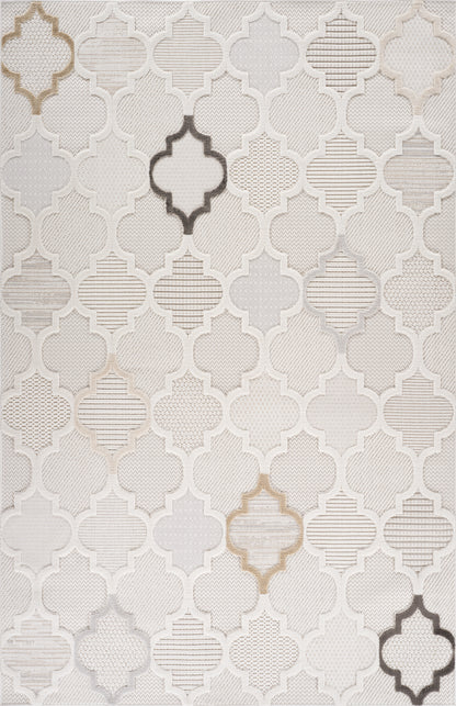 Elyra Trellis Contemporary Cream and Beige Indoor Rug