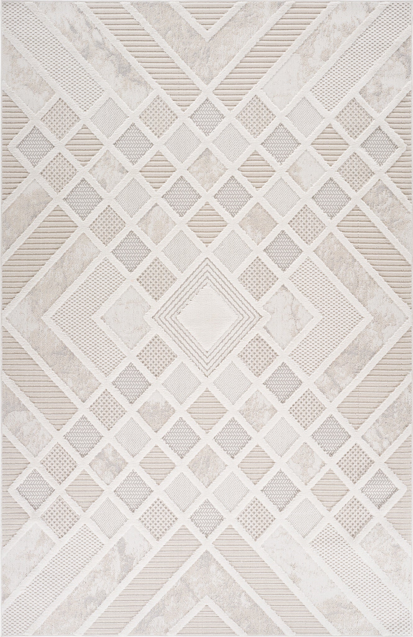 Liora Geometric Contemporary Cream and Beige Indoor Rug