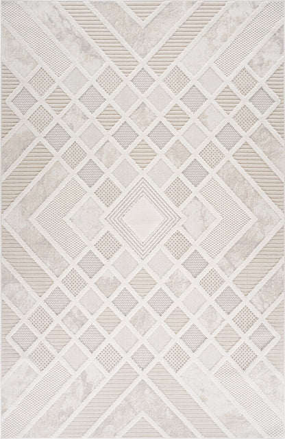 Liora Geometric Contemporary Cream and Beige Indoor Rug