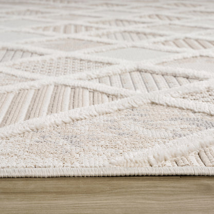 Liora Geometric Contemporary Cream and Beige Indoor Rug