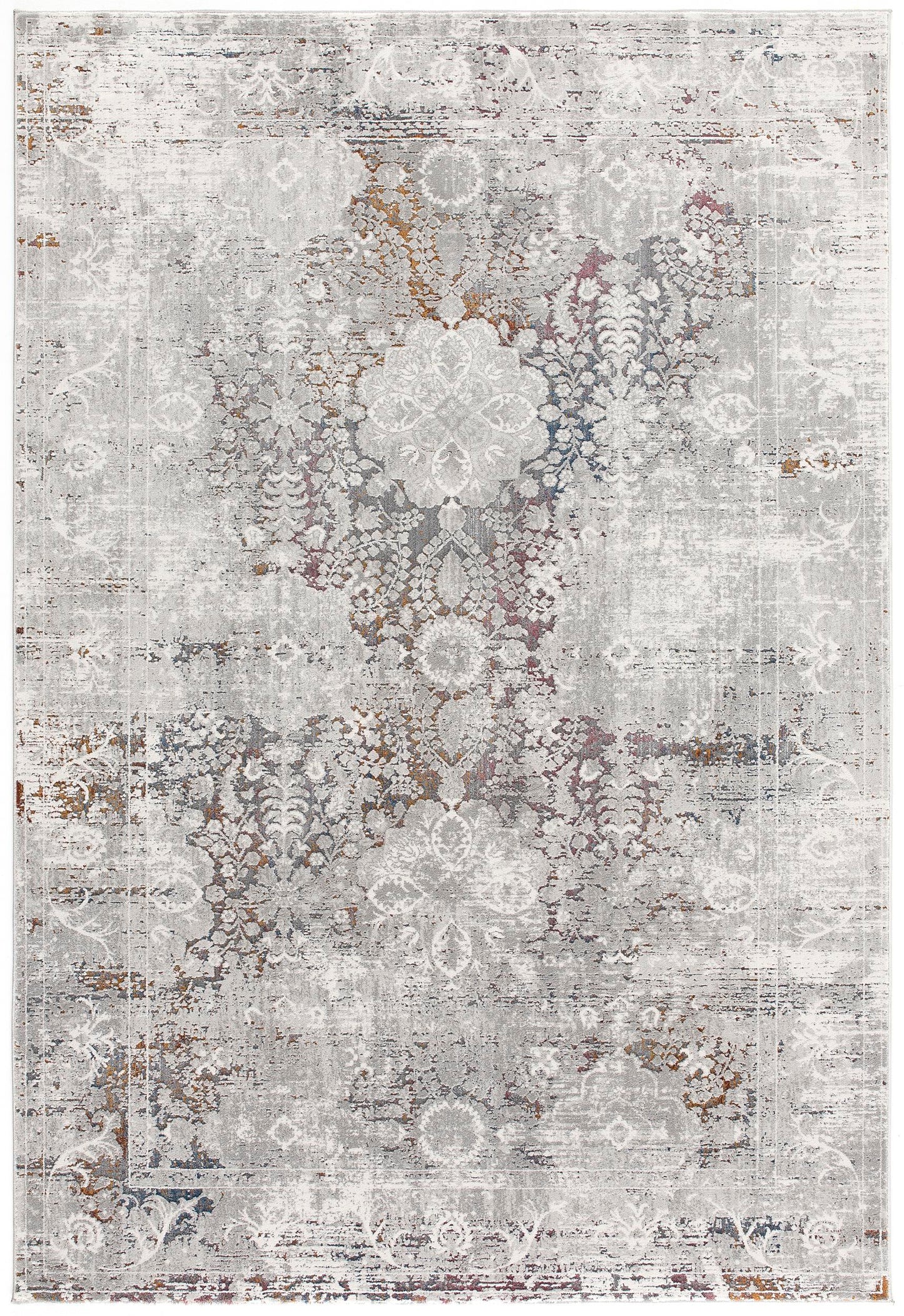 Seren Distressed Medallion Comtemporary Grey and Beige Indoor Rug