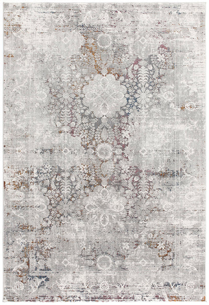 Seren Distressed Medallion Comtemporary Grey and Beige Indoor Rug