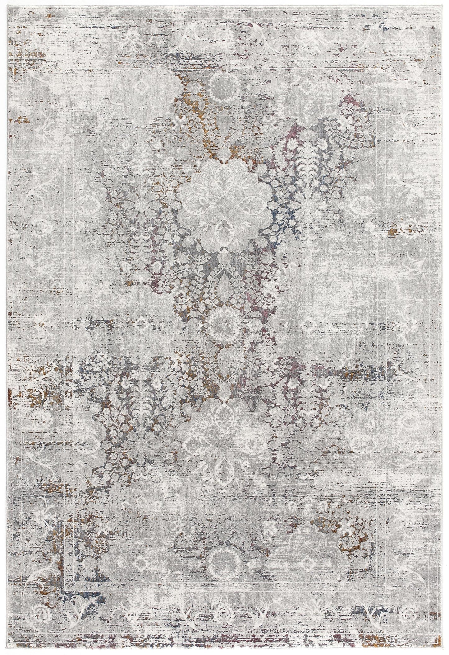 Seren Distressed Medallion Comtemporary Grey and Beige Indoor Rug