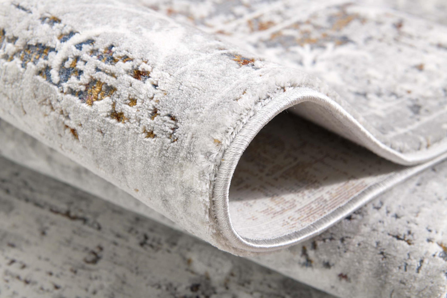 Seren Distressed Medallion Comtemporary Grey and Beige Indoor Rug