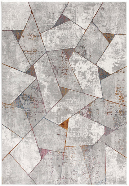 Kairon Geometric Contemporary Grey and Beige Indoor Rug