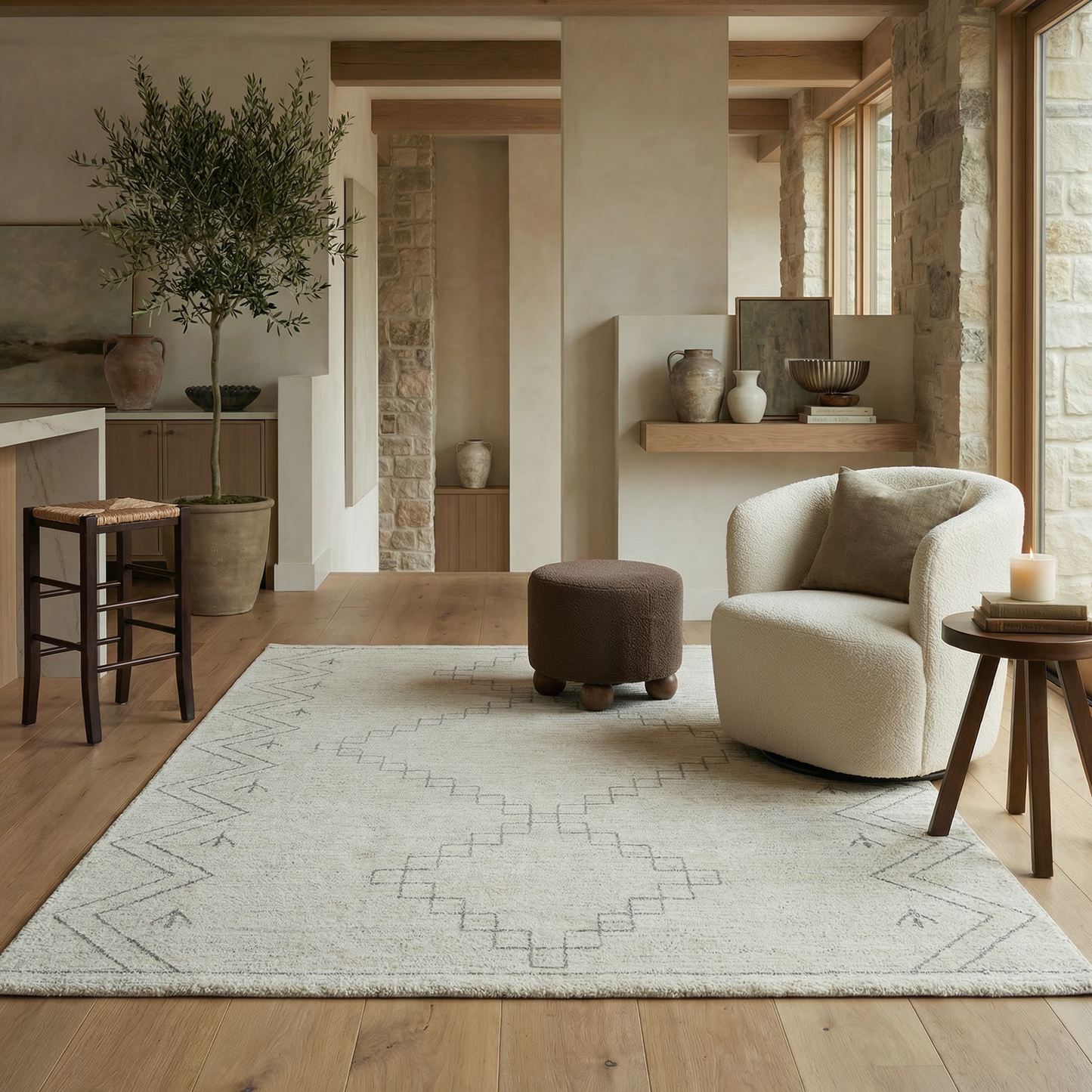 Alfombra Boho Beige Abstracta de Casa
