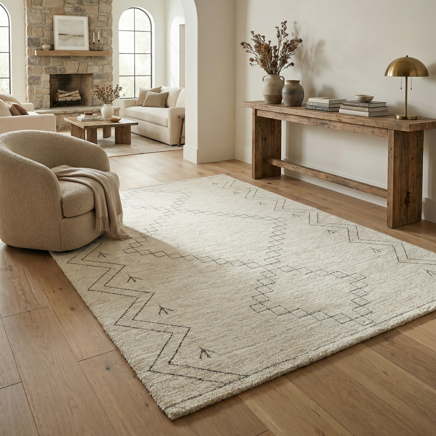 Alfombra Boho Beige Abstracta de Casa