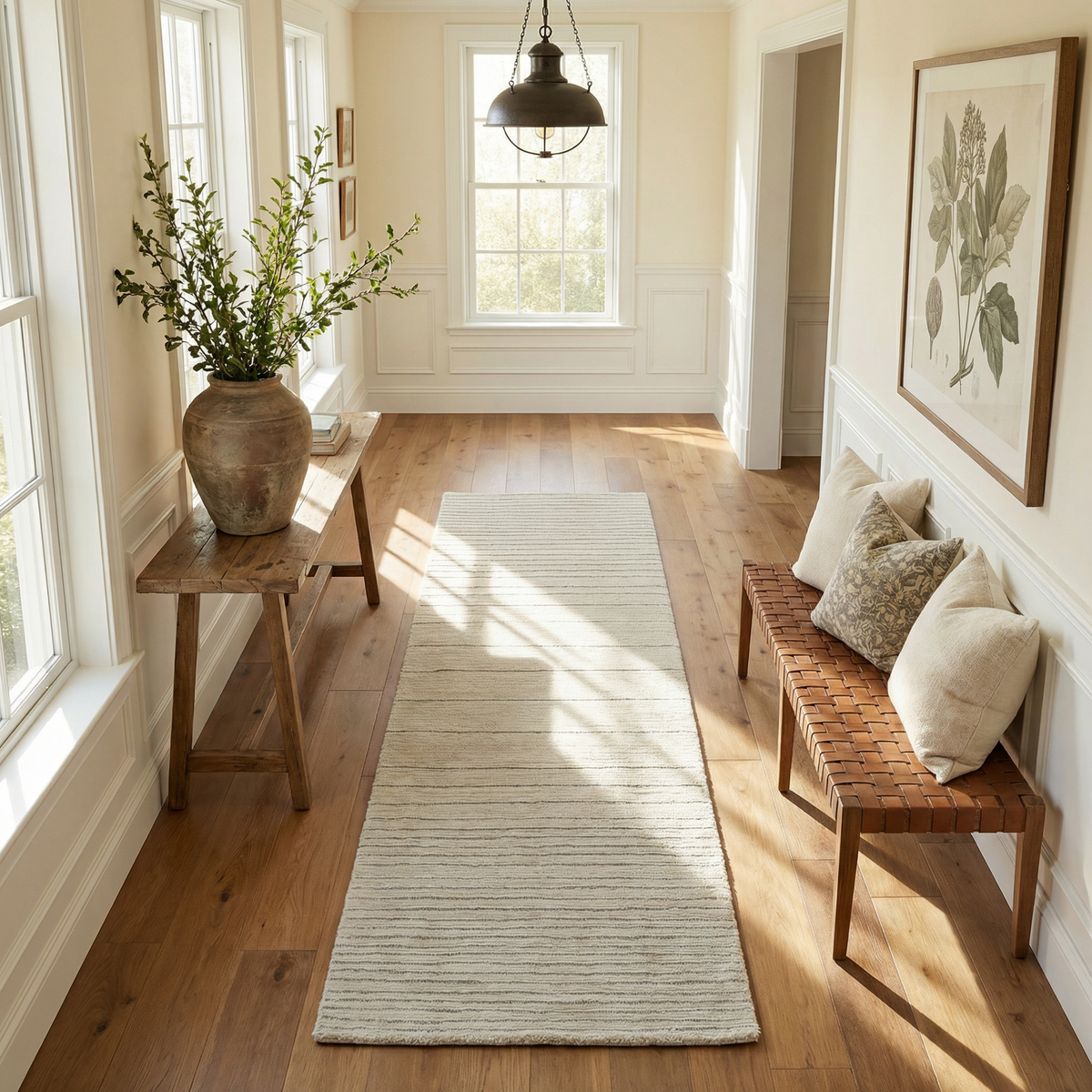 Sama Striped Modern Beige and Cream Indoor Rug