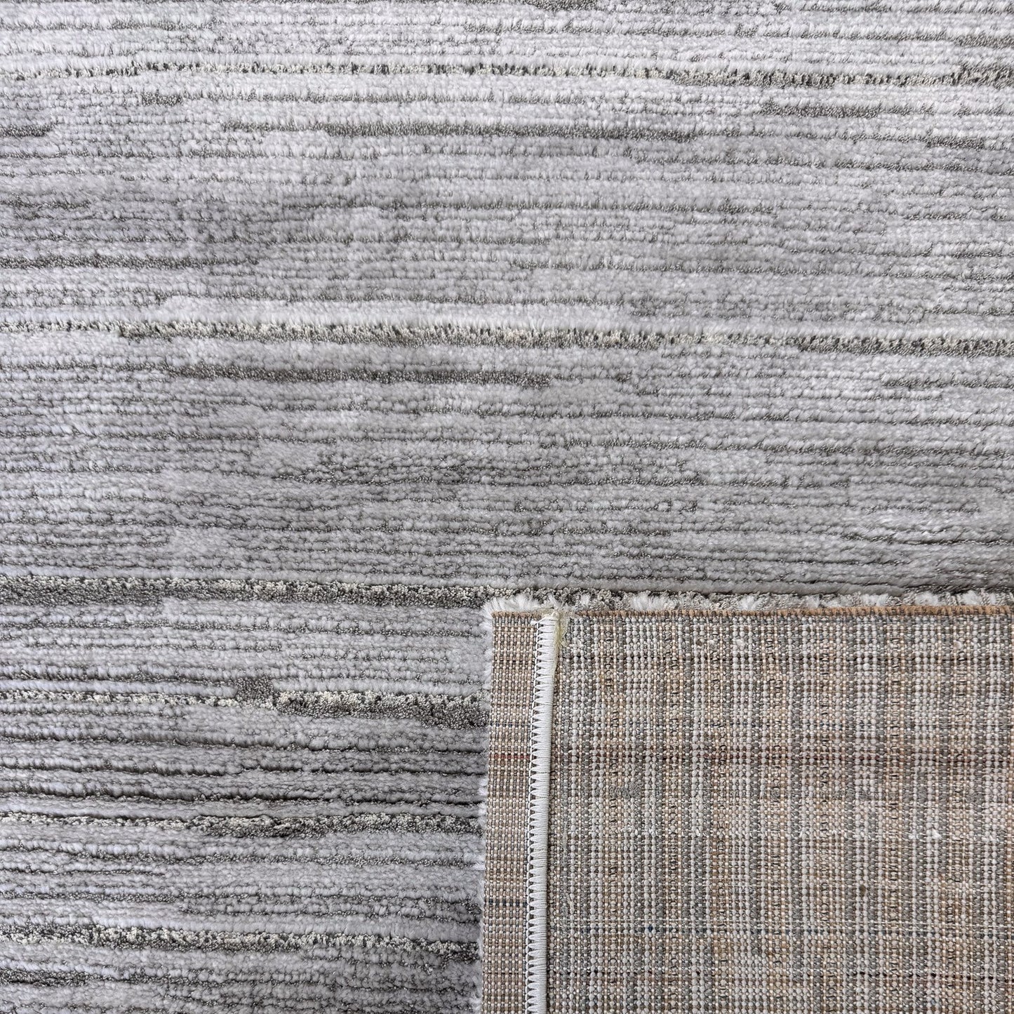 Sama Striped Modern Grey and Cream Indoor Rug