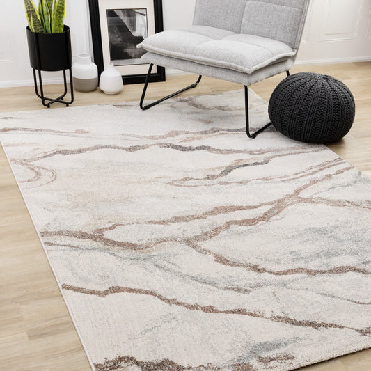 Contemporary Distressed White Area Rug